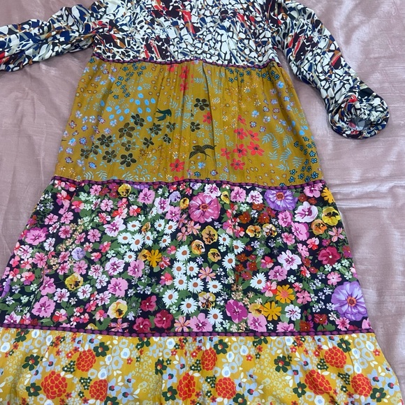 Anthropologie Colorful Floral Patchwork Tiered Kimono - Picture 5 of 11